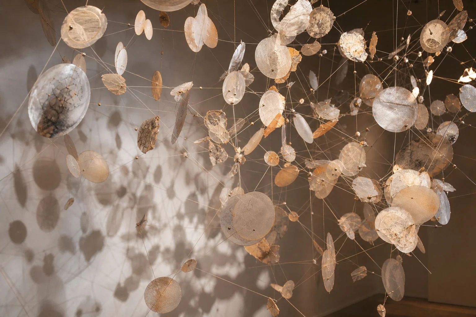 Suspended installation exploring cultural networks and influence